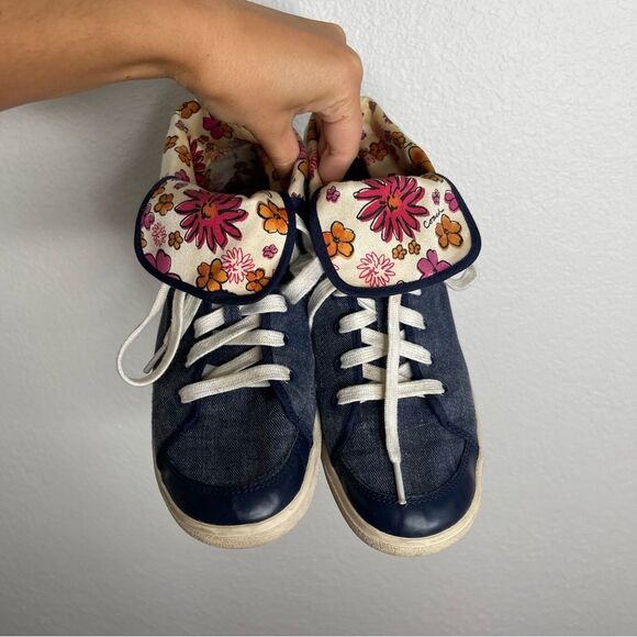 Coach Sneakers Erikka Fold Over High Top Shoes Poppy Denim Size 8 - Picture 2 of 7